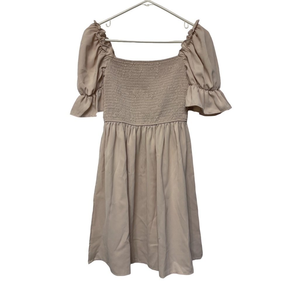 Summer Dress Off Shoulder Puff Sleeve Beach Flowy Dress Size Med EUC #6027 - Picture 2 of 4